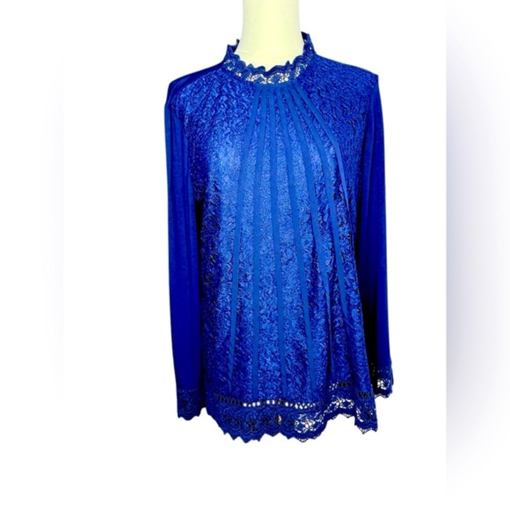 ~ Chico’s Feminine Boho Elegant‎ Navy Lace Women's Top 8/10